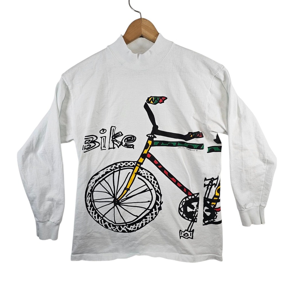 Vintage 90s Bike Gravity Graphics‎ Anvil Shirt Men's Medium USA Abstract